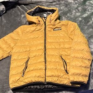 Members Only Yellow Hooded Puffer Jacket